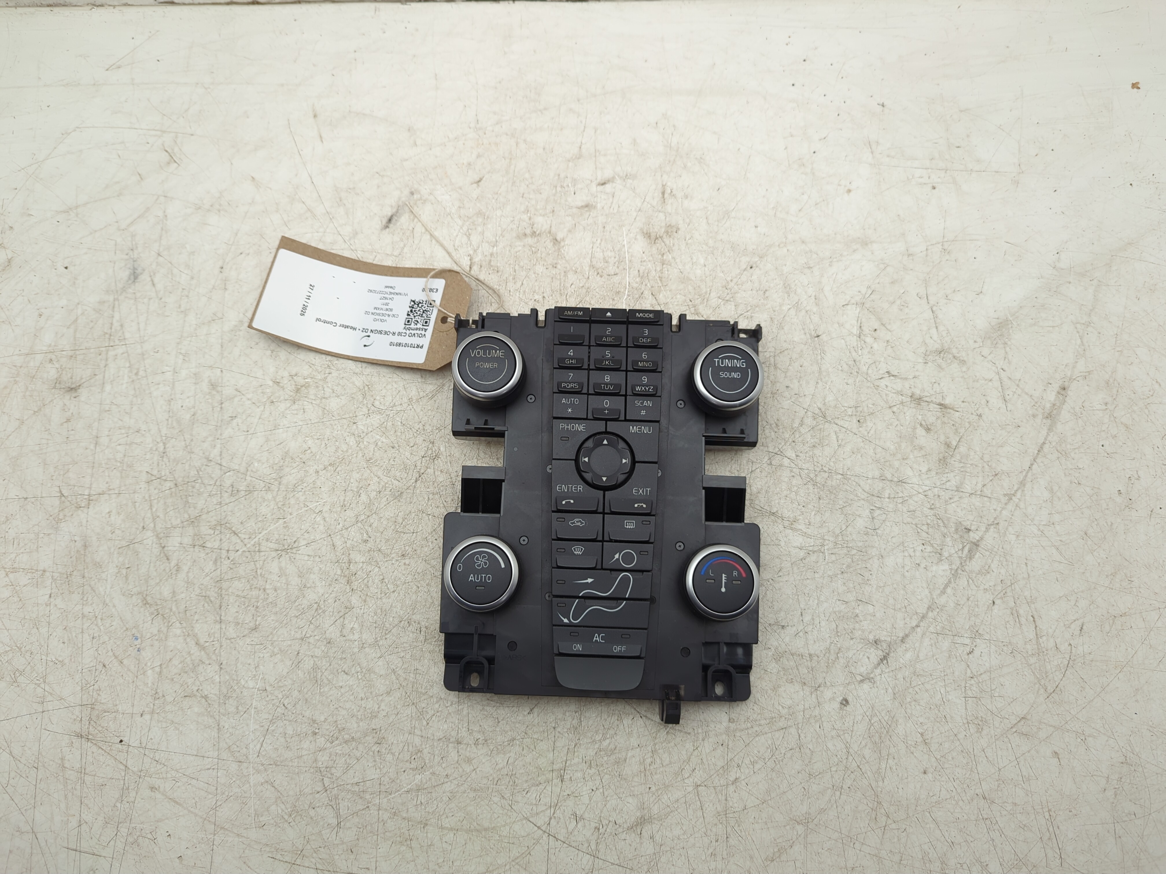 2011 VOLVO C30 1.6L Diesel Heater Control Assembly