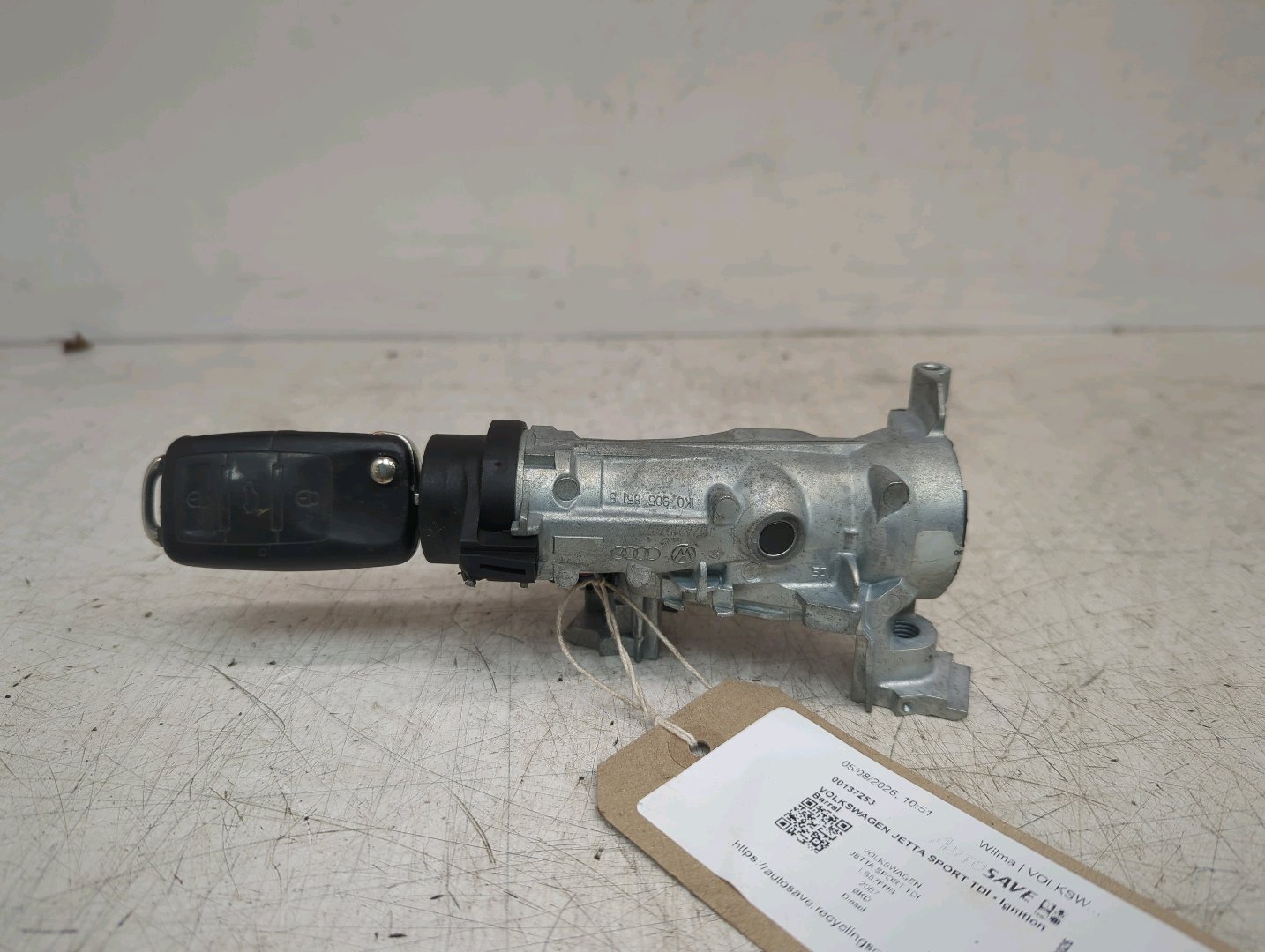 VOLKSWAGEN JETTA IGNITION BARREL & KEY 2007 MK5 A5 (1K) 1K0905851B